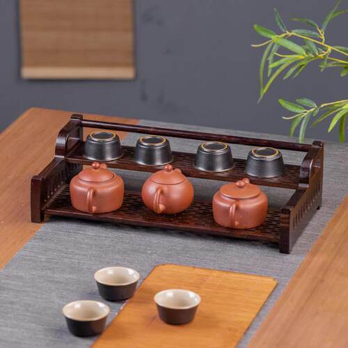 紫砂壶摆放架茶杯架子茶具茶器收纳架茶桌桌面上博古架小型置物架