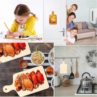 未完成的木制带手柄迷你砧板空白菜板用于DIY厨房烹饪装饰