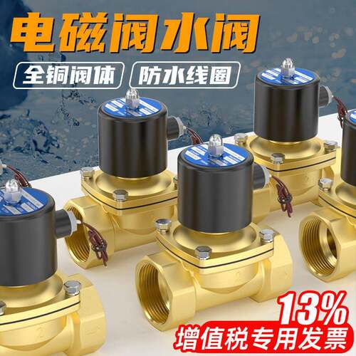 2W常闭进水24V电磁阀220V铜开关阀2分4分6分1寸放水控制阀12V水阀