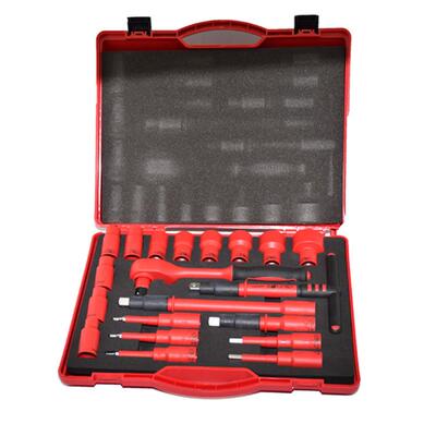 进口20pcs 1/2 VDE 1000V绝缘组合扳手工具套装 加长杆套筒内六角