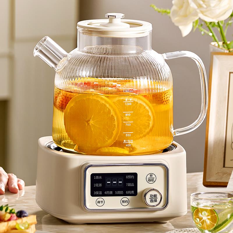 【0胶水居】全玻璃智BC-H12X-能公花茶壶多功能养生壶家茶办煮烧