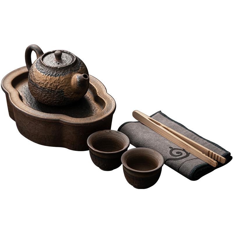 中式功夫茶具小套装一壶二杯简易茶台茶壶茶杯整套小型泡茶器家用