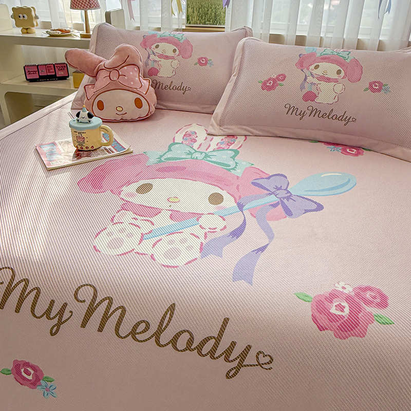 美丝子儿童席床单三件套单人软席感蒂凉席床垫凉宿舍冰冰藤夏天乐