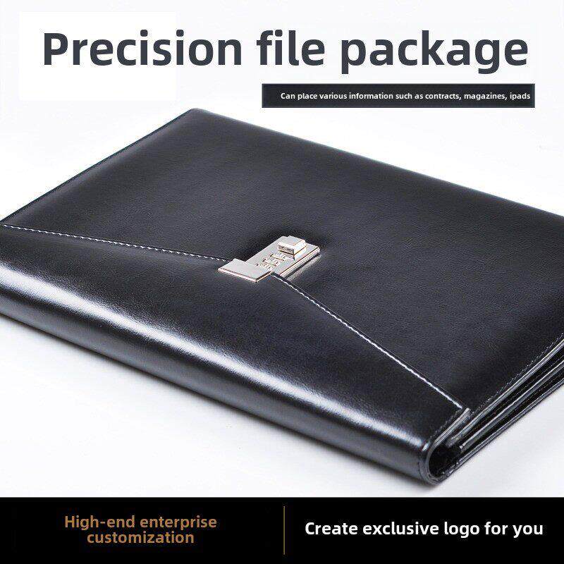 高端密码书商务A4文件袋文件夹办公用品皮革密码锁会议公文包定制