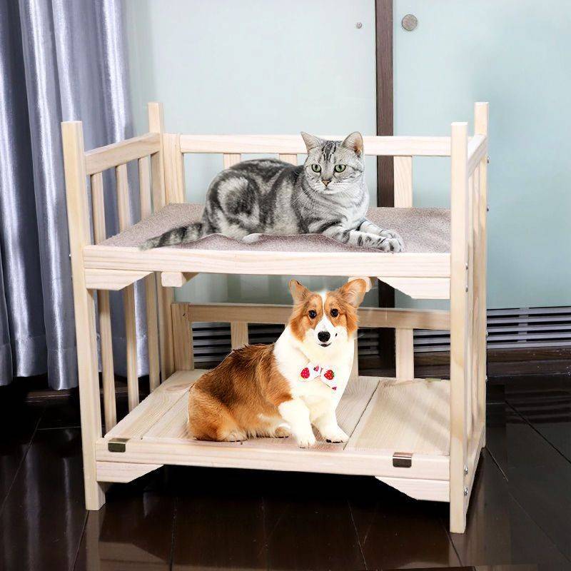 狗床猫床上下双层实木床四季通用猫窝上下铺木质北京猫砂垫其他