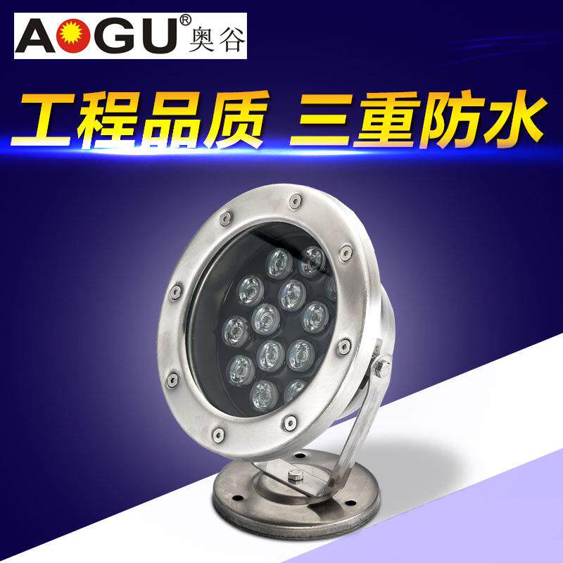 LED不锈钢水下灯鱼池亮化12V24潜水灯七彩水底灯喷泉灯户外游泳池