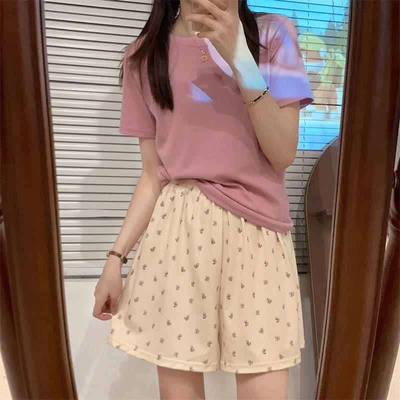 网红风睡裤女新款碎花韩版夏季宽松居家休闲沙滩短裤夏天可外穿