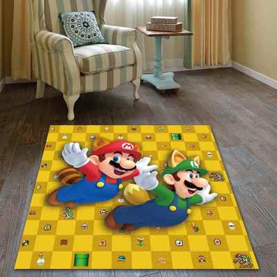 正品超级弟玛丽马奥兄天任堂游戏防里滑吸水毛绒方圆形吊篮地毯门
