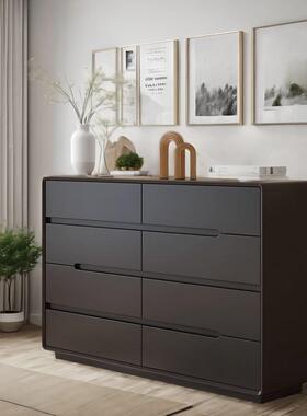 奶物油风实木斗柜收简JFW约现代柜家用储客厅卧室抽屉柜轻奢阳台