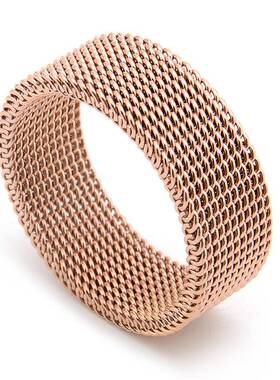 厂家直销男士简约可随意变形戒指钛钢霸气网面弹性指环配饰