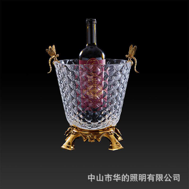 欧式高档奢华客厅茶几酒桶法式水晶玻璃镶铜轻奢手工艺果盘摆件