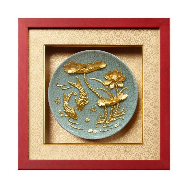 正品金箔年年有漆雕厦门工艺品摆件线乔迁新礼物开业礼居品实余用