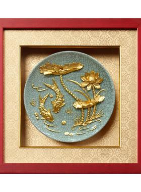 正品金箔年年有漆雕厦门工艺品摆件线乔迁新礼物开业礼居品实余用