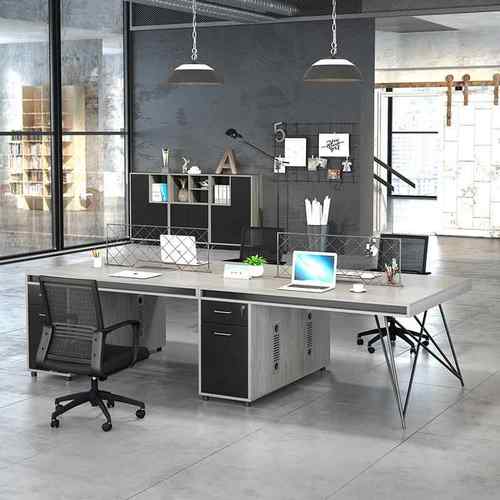 工业风办公室桌椅组合简约现代屏风卡座职员财务工作双四六人位桌