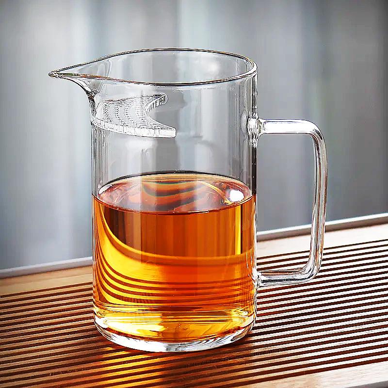 玻璃分茶器过滤带嘴大容量月牙公道杯加厚泡茶透明玻璃杯耐热茶具