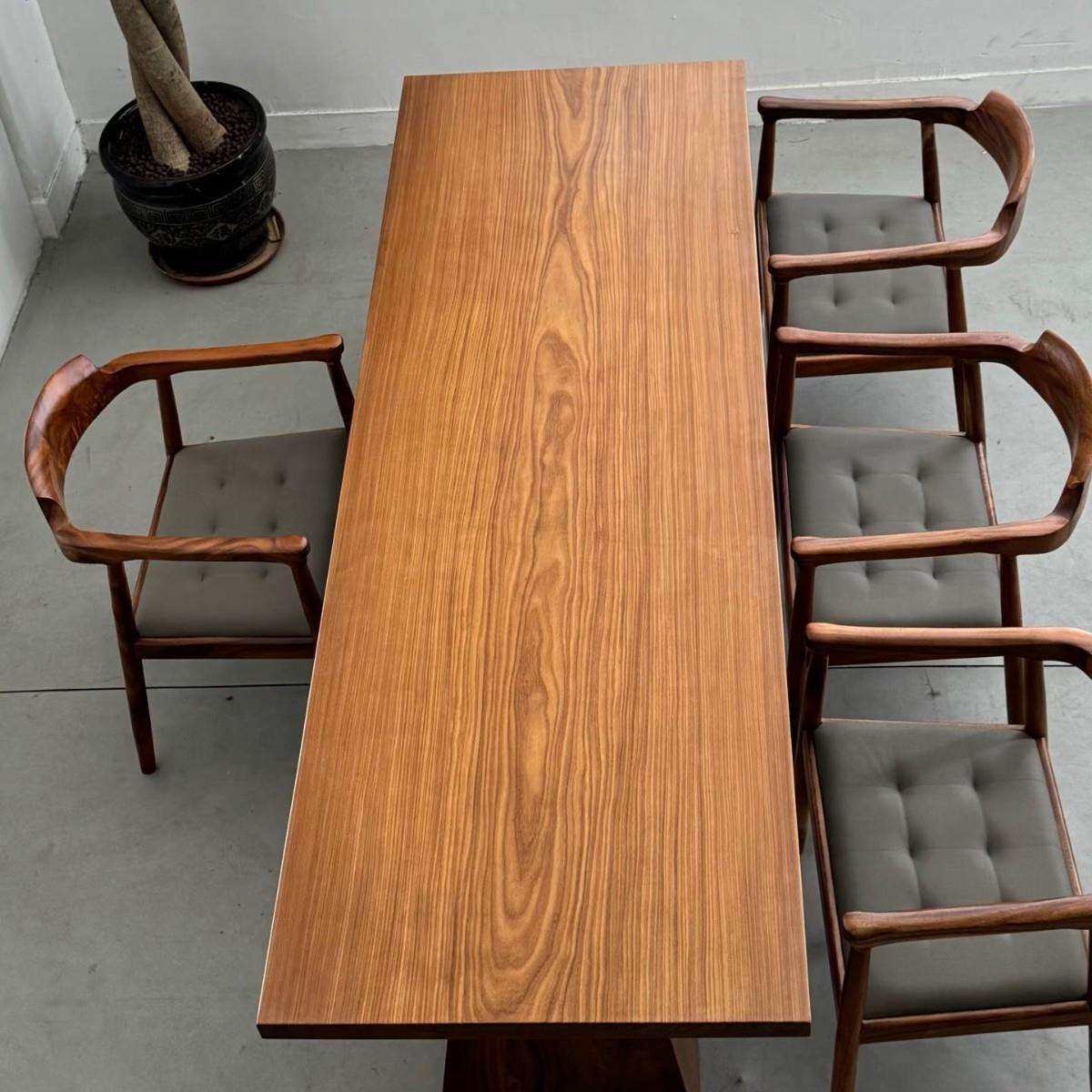 非洲柚木实木大板缅甸原木茶桌办公桌简易实木长板整板餐桌整板几