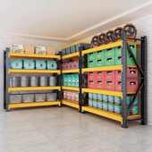 多层仓储货架6层货架商用储藏室仓库家用钢制收纳置物架落地铁架