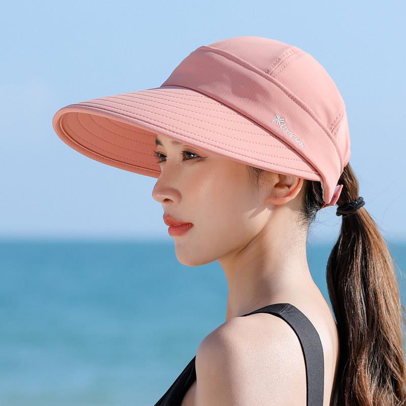 女士大帽檐显脸小防晒帽遮阳帽子女夏天骑车不翻防紫外线运动防晒