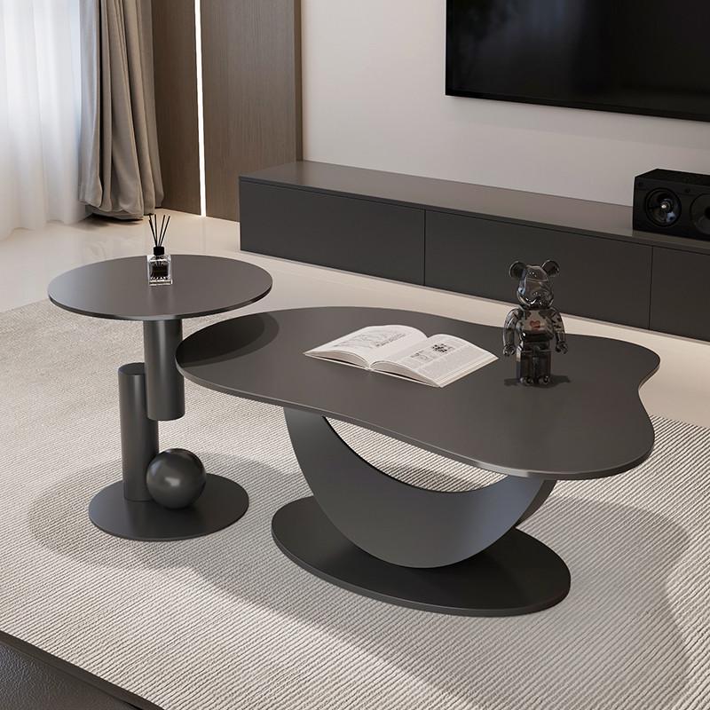 极简客厅家用现代简约岩板茶几轻奢高级感不规则茶几小桌子设计师