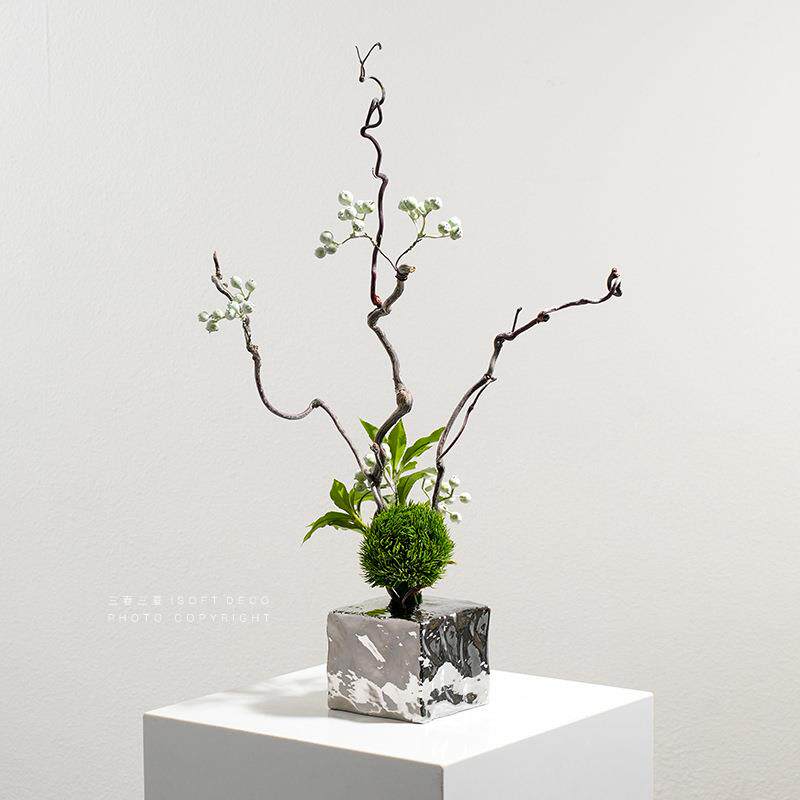 极简现代轻奢枯枝仿真花艺干花茶室民宿茶楼茶几桌面软装饰品摆件