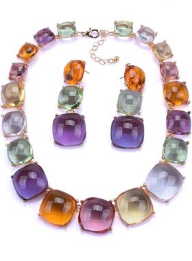 Colored resin alloy collarbone chain women's necklace