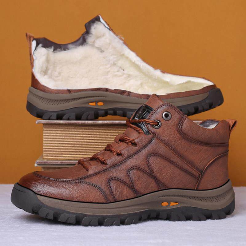 高档特大码男鞋45东北冬季羊暖毛雪地靴4皮6毛一体男49靴加厚保棉