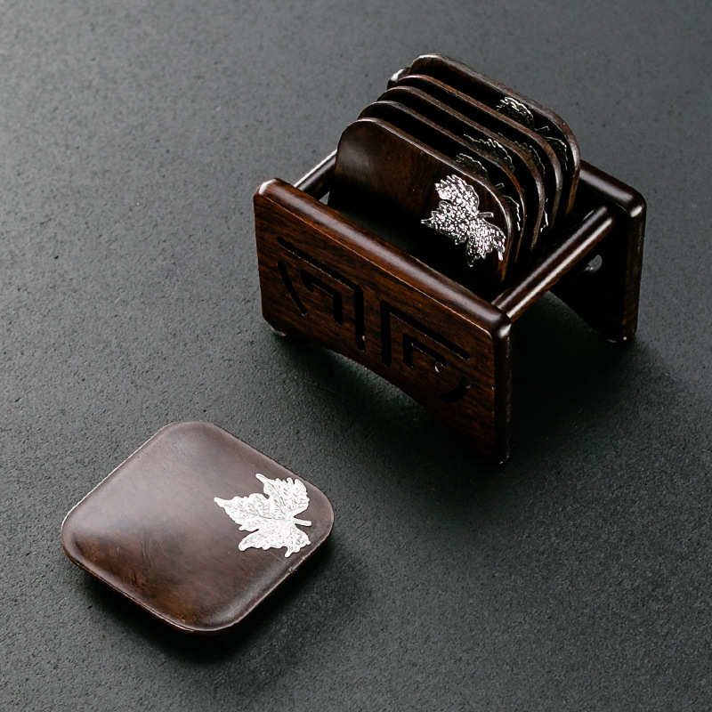 批发黑檀木茶杯垫座底花梨木茶垫杯托实木质功夫茶道日式茶托组合