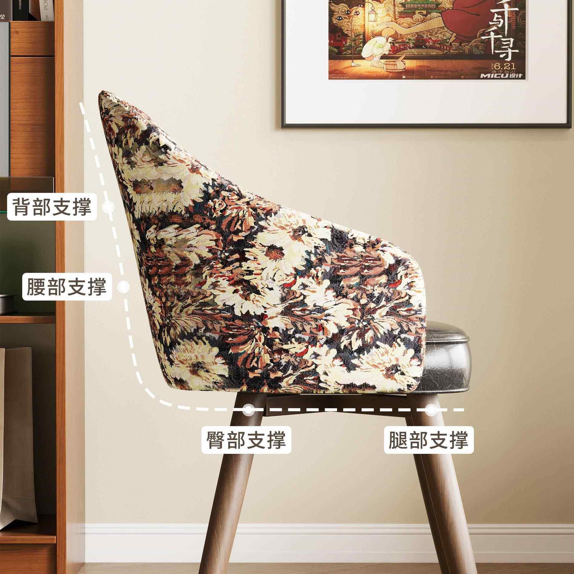 A-181化古妆椅书用家复感女生卧室靠背椅久坐中古风旋转桌椅L&