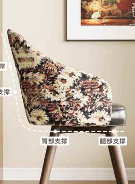 妆椅家用复古感女生卧室坐靠背椅久中化古A-181风书旋转桌椅L&
