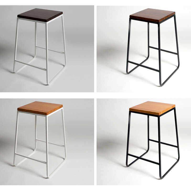 北欧极简吧台椅时尚咖啡高脚凳铁艺实木高脚椅现代简约家用吧台椅