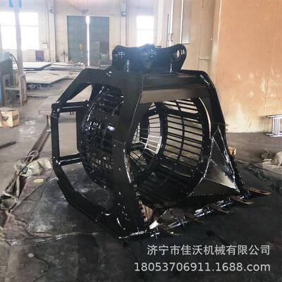 优惠建筑垃圾筛分斗旋转筛分笼pc200-8挖机滚筒筛工程机械配