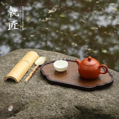 天然重竹席面干泡台葫芦编织储水式茶盘壶承壶垫壶托杯垫杯托