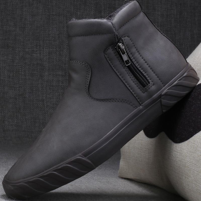 一脚蹬男鞋高筒鞋男士休5闲 棉皮鞋秋季BAIBAO2020冬2新款加绒保