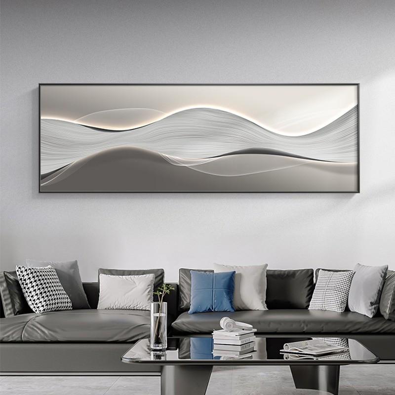 现代轻奢卧室床头装饰画极简抽象客厅沙发背景墙挂画大气横版壁画