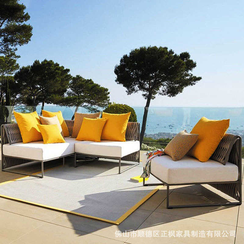 沙发休闲铝合金织带庭院藤编绳沙发编桌椅花园酒店 户外网管组合