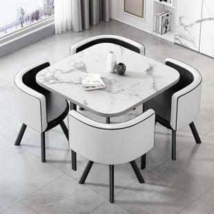 鹏音现代简约圆桌家用阳台接待洽谈桌椅组合小户型租房饭桌餐桌小方桌摆件