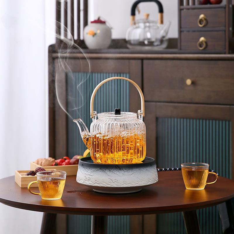 煮茶器陶瓷电陶炉耐高温玻璃壶烧水炉黑白茶煮茶炉家用烧水器茶具