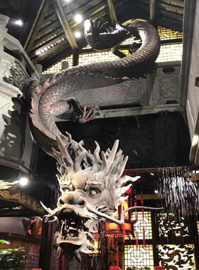 玻璃钢龙雕塑定制铸铜雕像火锅店喷水龙头铜雕大型壁挂龙浮雕装饰