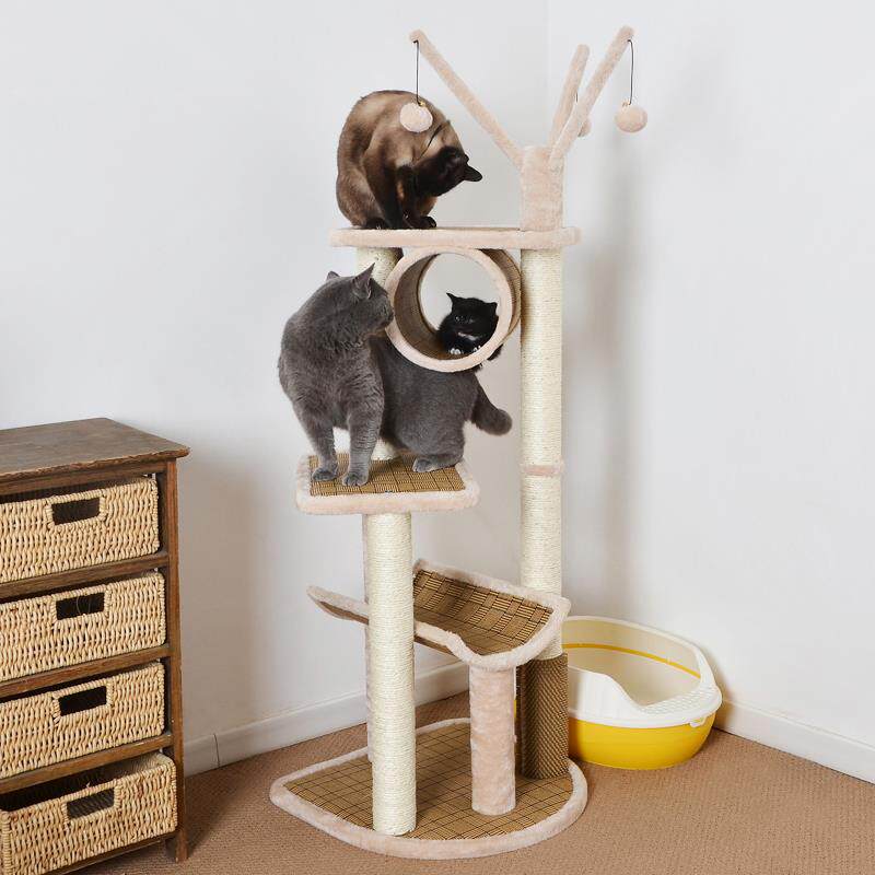 新款凯瑞猫家猫爬架剑麻猫跳台藤席猫抓板猫架树窝一体刘人竹猫编