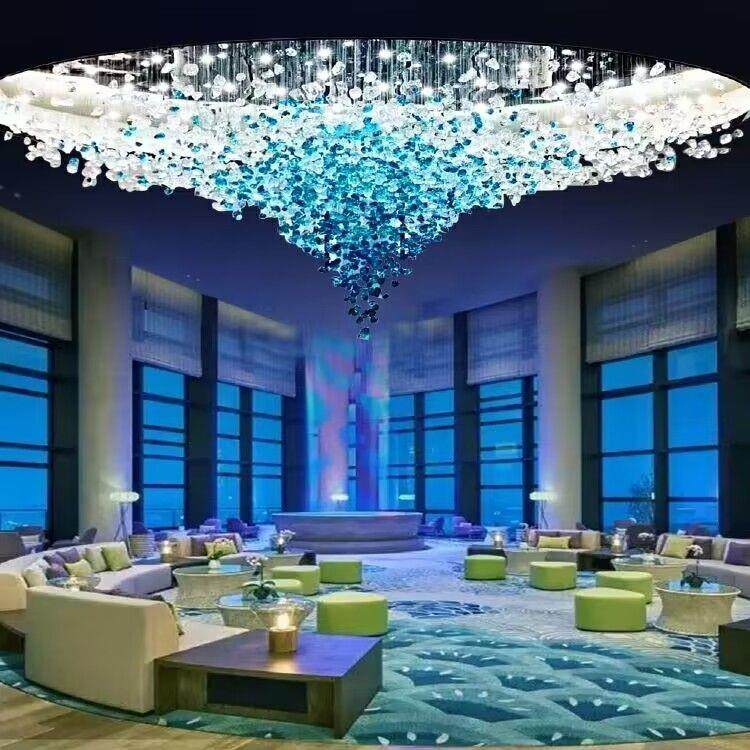 别墅酒店大堂婚宴展厅灯客厅水晶吊灯售楼部沙盘琉璃石头现代简约