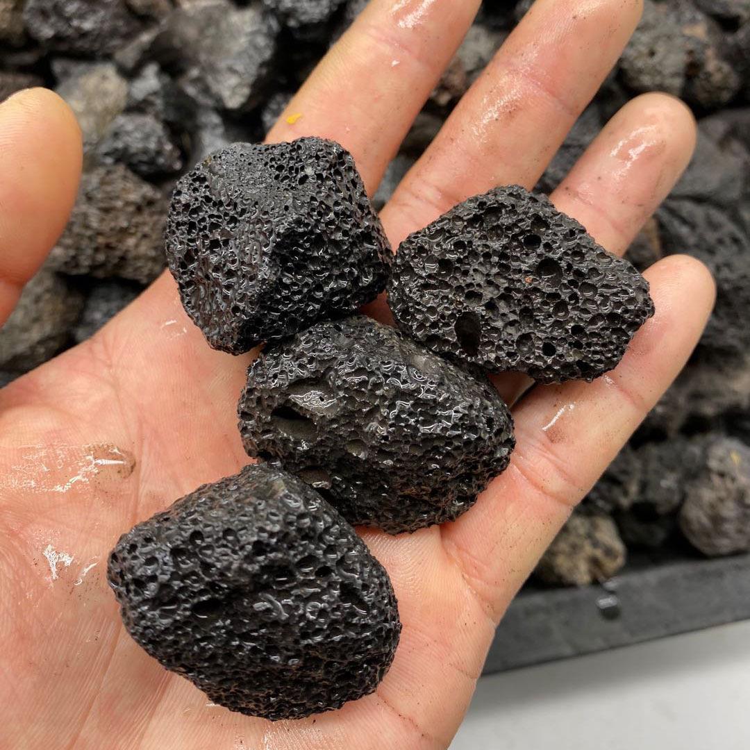 无火香薰扩香石 红色黑火山岩石原石晶石香薰垫底黑鱼缸花盆装饰