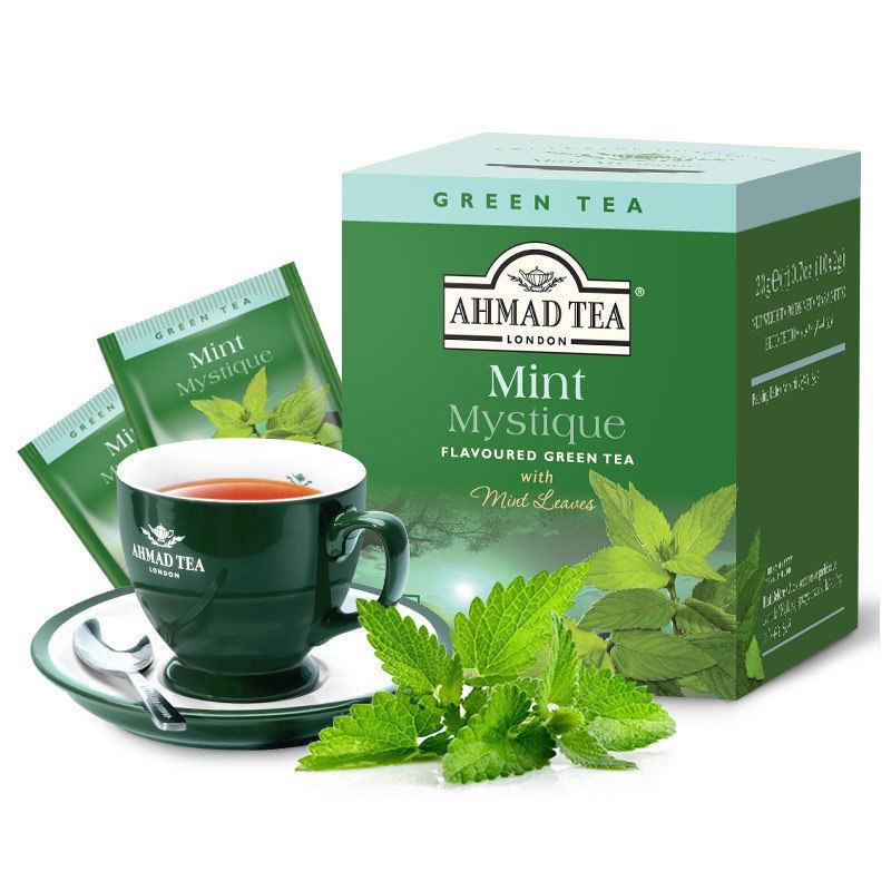 AHMAD亚曼茶薄荷味绿茶花草茶20g/盒装迷你装小包装清凉茶包进口