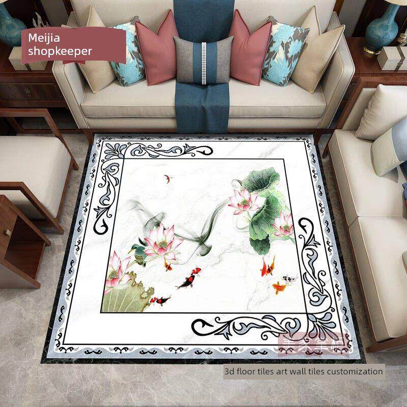 新款中式客厅福字花鸟拼花地砖800x800入户门厅玄关图案造型定制
