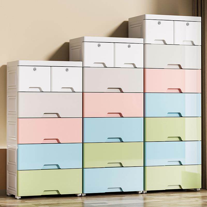 厂家直销时尚抽屉式床头整理柜家用加厚归类整拼色收纳柜