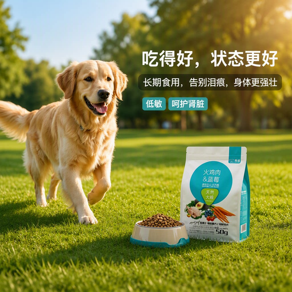 秀逗天然低敏蓝莓火鸡肉成犬宠物狗粮低盐配方呵护肾脏告别泪痕