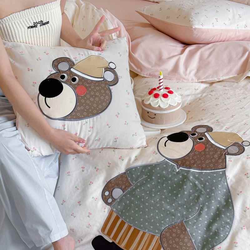 A类母婴可用卡通贴布绣双床654153套层纱全套棉四件套纯棉单被三