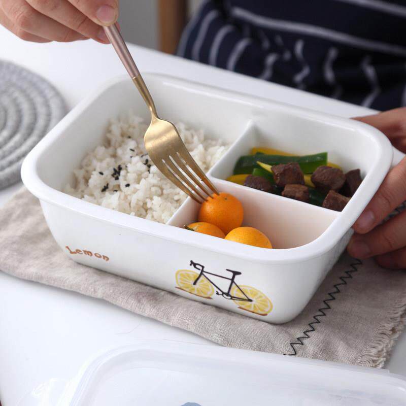 日式陶瓷饭盒便当盒分格微波炉专用保温三格带盖子上班族可加热饭
