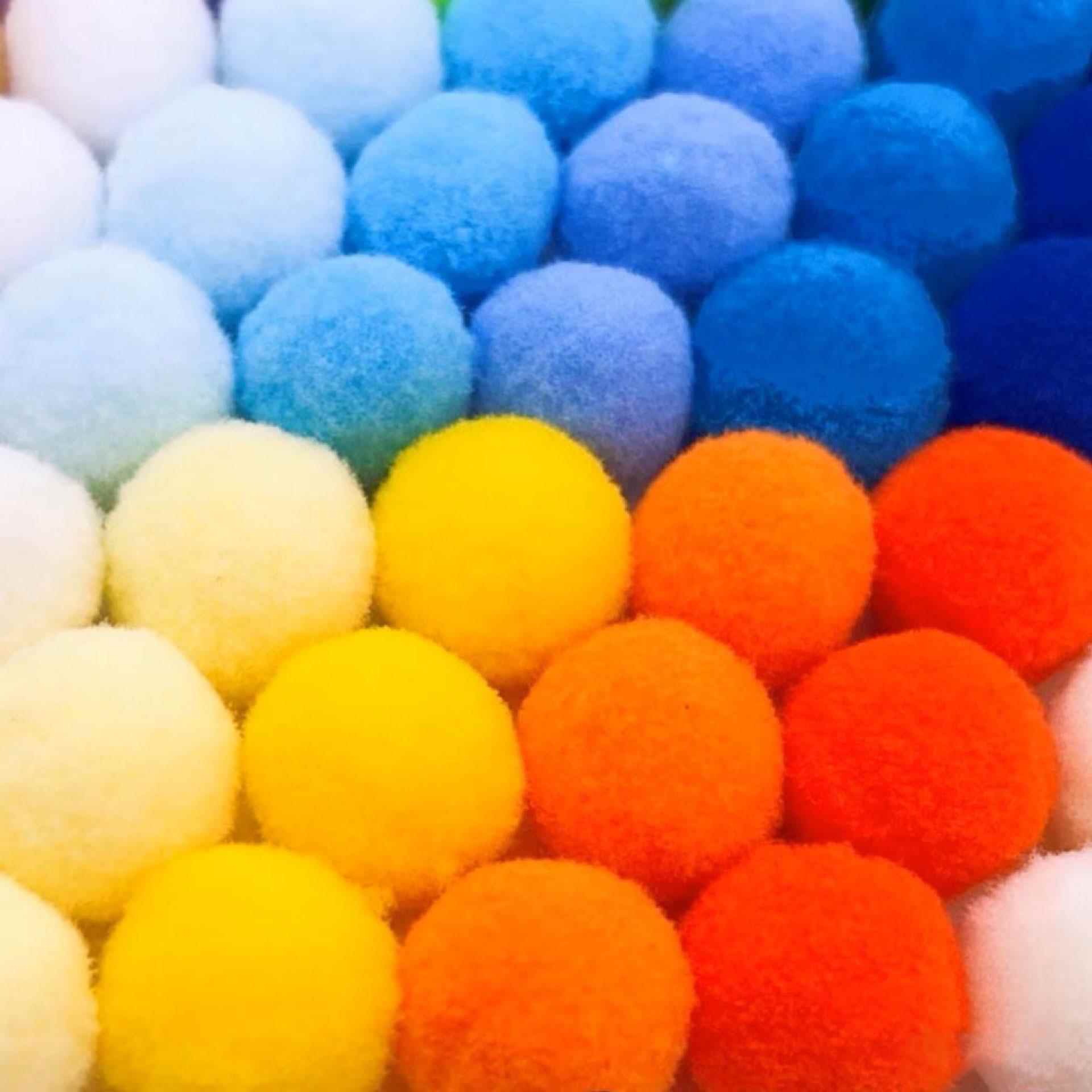 5cm混装高弹力彩色小毛球diy儿童创意手工金葱毛绒球大小混合材料