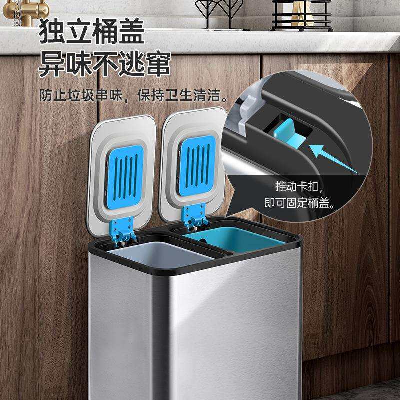 轻厨房号分类垃圾桶家干湿分离60361464用专用奢客厅大带盖不锈钢