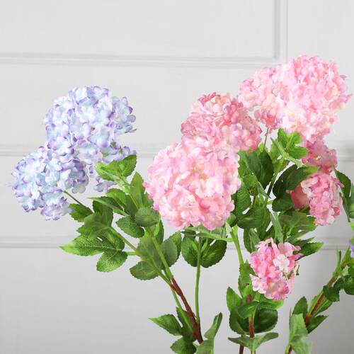 新款直销欧式田园绣球花仿真花 装饰婚礼假花摆件 手感仿真4头绣